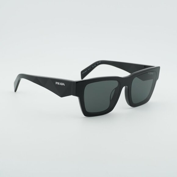 Prada PRA06SF 16K08Z Sunglasses Black Rectangle Frame, Dark Grey Lenses main image 5